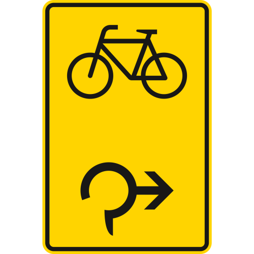 Vorwegweiser für Radfahrer im Kreisverkehr, rechtsweisend - Verkehrsschild VZ 442-27