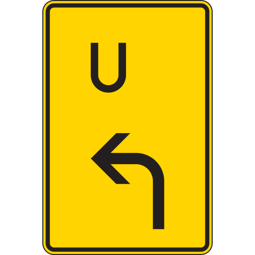 Ankündigung oder Fortsetzung der Umleitung, Vorankündigung links (U außermittig links) - Verkehrsschild VZ 455.1-10