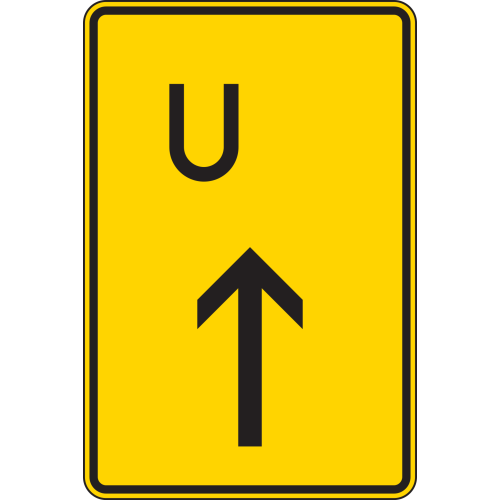 Ankündigung oder Fortsetzung der Umleitung, Vorankündigung geradeaus (U außermittig links) - Verkehrsschild VZ 455.1-30