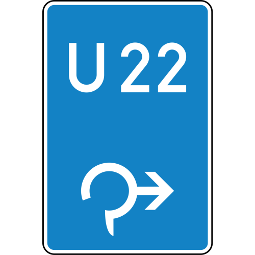 Bedarfsumleitung, im Kreisverkehr rechts - Verkehrsschild VZ 460-23