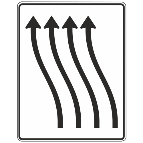 Verschwenkungstafel 4-streifig nach links - Verkehrszeichen VZ 511-13