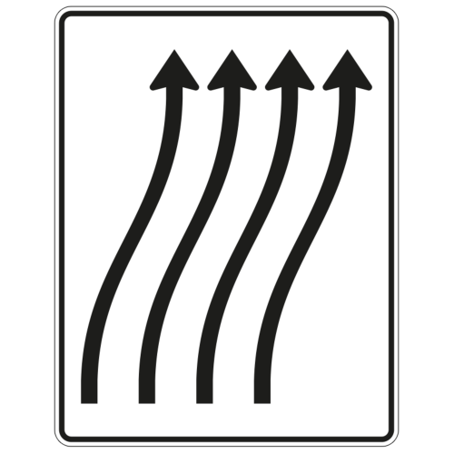 Verschwenkungstafel 4-streifig nach rechts - Verkehrszeichen VZ 511-23