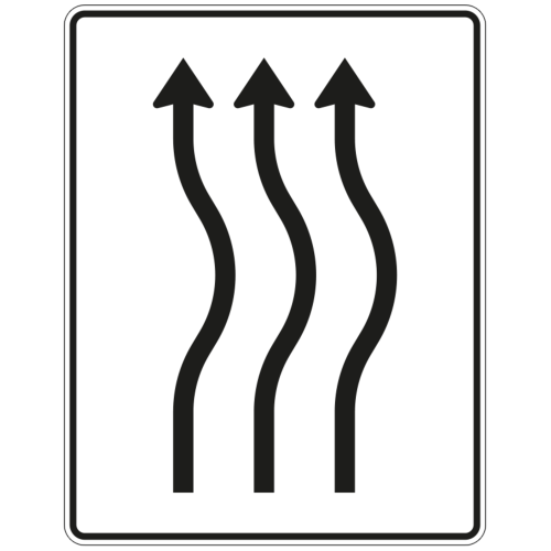 Verschwenkungstafel, kurze Verschwenkung 3-streifig nach rechts - Verkehrszeichen VZ 513-22
