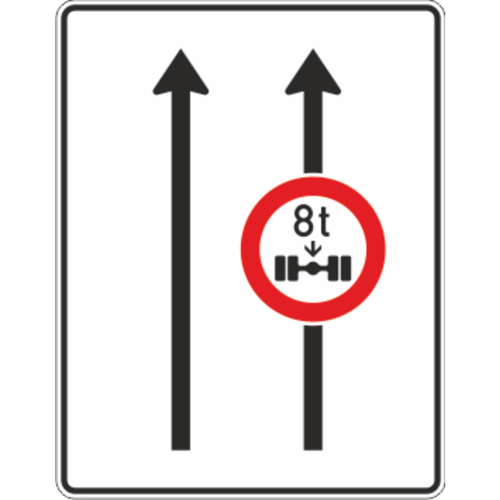 Fahrstreifentafel ohne Gegenverkehr, 2-streifig in Fahrtrichtung (mit VZ 263) - Verkehrszeichen VZ 528-30
