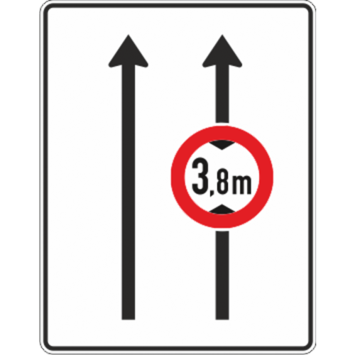 Fahrstreifentafel ohne Gegenverkehr, 2-streifig in Fahrtrichtung (mit VZ 265) - Verkehrszeichen VZ 529-30