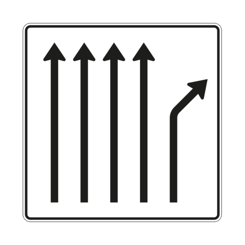 Trennungstafel 4-streifig durchgehend und 1-streifig rechts ab - Verkehrszeichen VZ 533-24