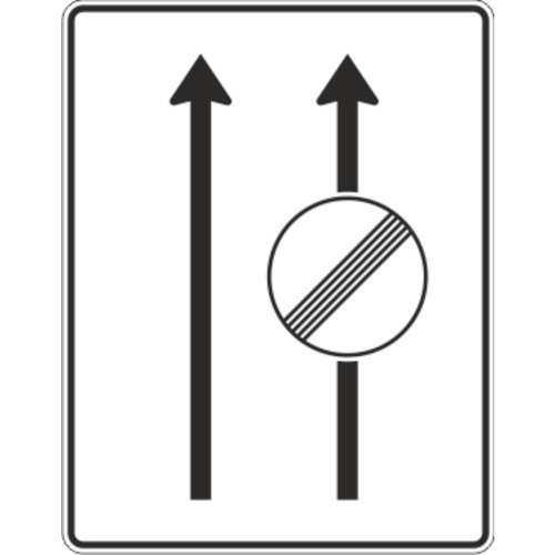 Fahrstreifentafel ohne Gegenverkehr, 2-streifig in Fahrtrichtung (mit VZ 282) - Verkehrszeichen VZ 538-30