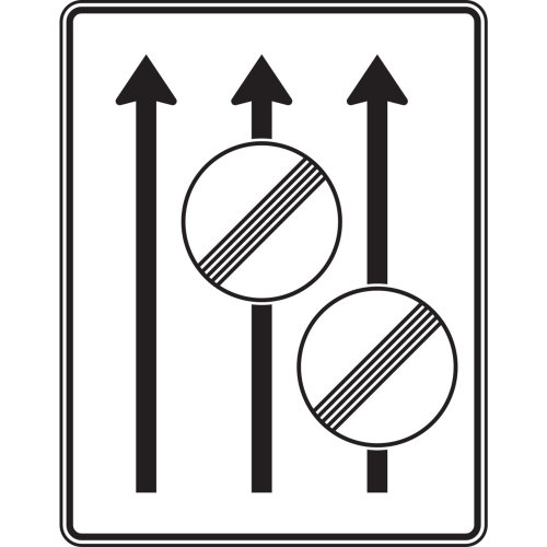 Fahrstreifentafel ohne Gegenverkehr, 3-streifig in Fahrtrichtung (mit 2x VZ 282) - Verkehrszeichen VZ 538-31