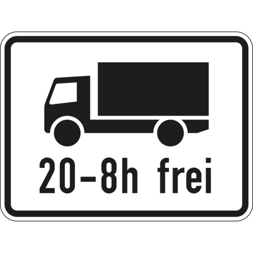 Kraftfahrzeuge mit einer zulässigen Gesamtmasse über 3,5 t im angegebenen Zeitraum frei - Verkehrsschild VZ 1040-37