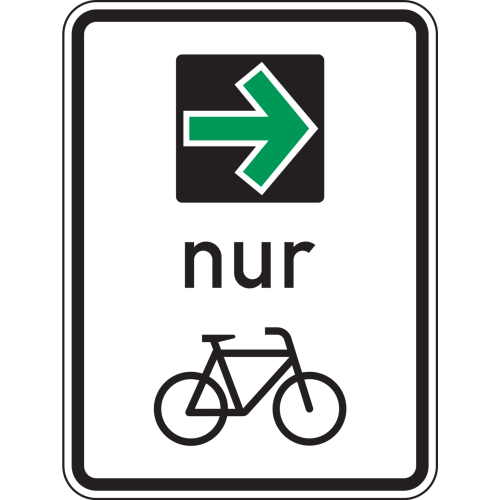 Grünpfeilschild mit Beschränkung auf den Radverkehr - Verkehrsschild VZ 721