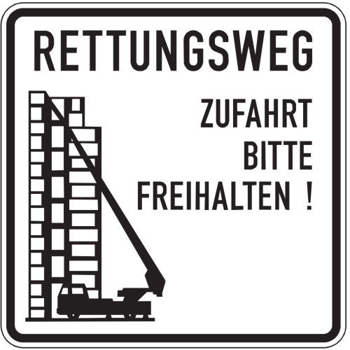 RETTUNGSWEG Zufahrt bitte freihalten! - Verkehrsschild VZ 2441