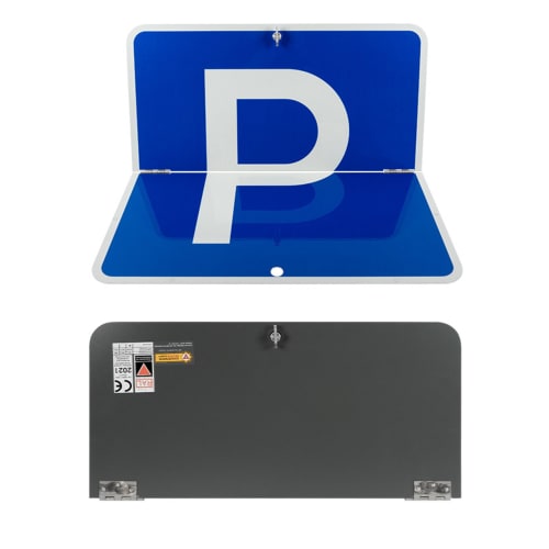 Quadratisches Verkehrszeichen als Klappschild (horizontale Teilung)