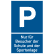 Parkplatzschild P mit Text nach Ihren Angaben