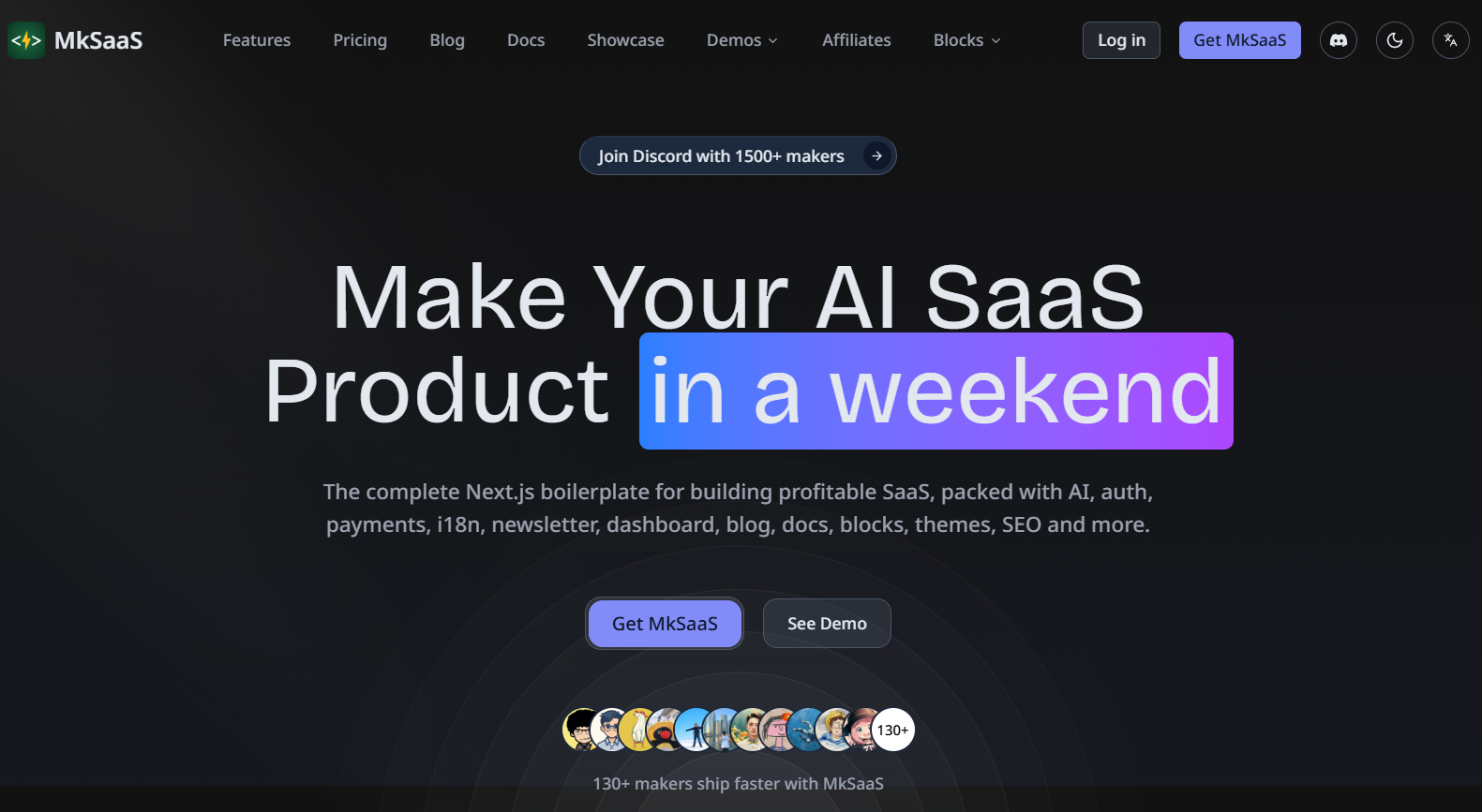 MkSaaS boilerplate