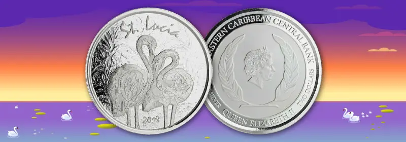 2018 1 OZ SILVER SAINT LUCIA ‑ FLAMINGOS