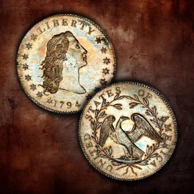 1794 Flowing Hair Silver Dollar with Silver Plug