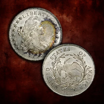 1795 Draped Bust Silver Dollar, Off Center