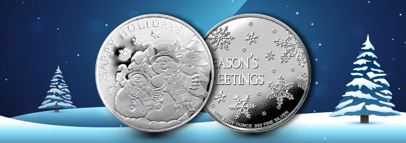 Snowman: Season's Greetings 1 oz Christmas Silver Round