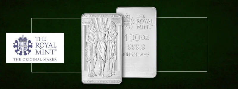 100 oz Great Britain The Great Engravers Collection: Three Graces Silver Bar