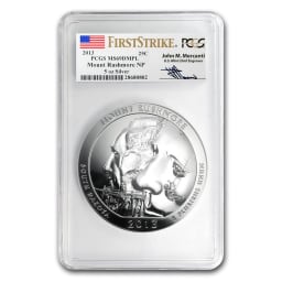2013 5 oz ATB Mount Rushmore NP MS69 DMPL Silver Coin (PCGS, Mercanti, First Strike)