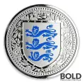 2018 Gibraltar Royal Arms of England Silver 1 oz Proof (Blue Colored)