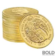 2022 Gold Great Britain Tudor's Beasts: Lion - 1/4 oz BU