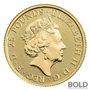 2022 Gold Great Britain Tudor's Beasts: Lion - 1/4 oz BU