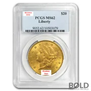 Gold $20 Liberty Double Eagle NGC/PCGS Graded Coin (MS62)