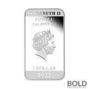 2022 Tuvalu James Bond: 60 Years of Bond 1 oz Silver Colored Proof Rectangular Coin