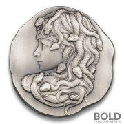 Silver 10 oz Argentia Medusa UHR Antiqued Round