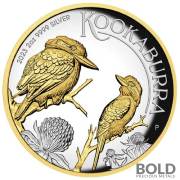 2023 Silver 2 oz Perth Australia Kookaburra Proof HR Gilded Coin