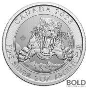 2023 Silver 2 oz Canada Ice Age Sabre-Tooth Cat BU