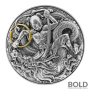 2021 Niue Ne Zha Kills The Dragon King's Son 2 oz Silver HR Antiqued