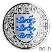 2018 Gibraltar Royal Arms of England Silver 1 oz Proof (Blue Colored)