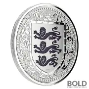 2018 Gibraltar Royal Arms of England Silver 1 oz Proof (Purple Colored)