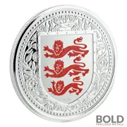 2018 Gibraltar Royal Arms of England Silver 1 oz Proof (Red Colored)