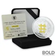 2018 Gibraltar Royal Arms of England Silver 1 oz Proof (Yellow Colored)