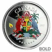 2021 EC8 Grenada: Coat of Arms 1 oz Silver Proof (Colored)