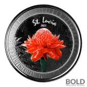 2021 EC8 St. Lucia Ginger Flower 1 oz Silver Proof (Colored)