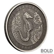 2021 Samoa Seahorse 1 oz Silver Antiqued