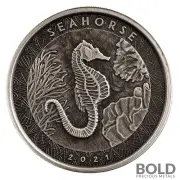 2021 Samoa Seahorse 1 oz Silver Antiqued