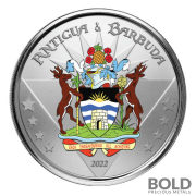 2022 Silver 1 oz Antigua & Barbuda Coat of Arms Coin Proof (Colored)