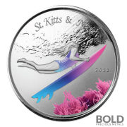 2022 Silver 1 oz St Kitts & Nevis Underwater Surfer Coin Proof (Colored)