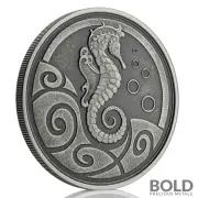 2019 1 oz Samoa Seahorse Silver Coin (Antiqued)