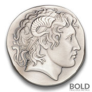 Silver 5 oz Argentia Alexander the Great UHR Antiqued Round