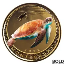 2022 Gold 1 oz Montserrat: Sea Turtle Proof (Colored)