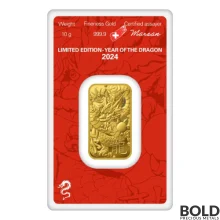 2024 Gold 10 Gram Argor Heraeus Lunar YOT Dragon Bar (In Assay)