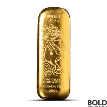 100 Gram Scottsdale Lunar Dragon Gold Bar