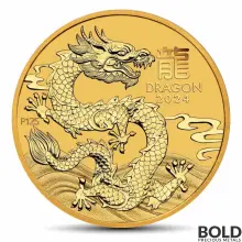 2024 2 oz Perth Lunar Year of the Dragon Gold Coin (BU)