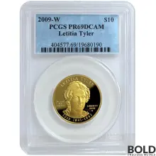 2009-W Gold First Spouse Letitia Tyler PCGS PR69 DCAM Proof - 1/2 oz